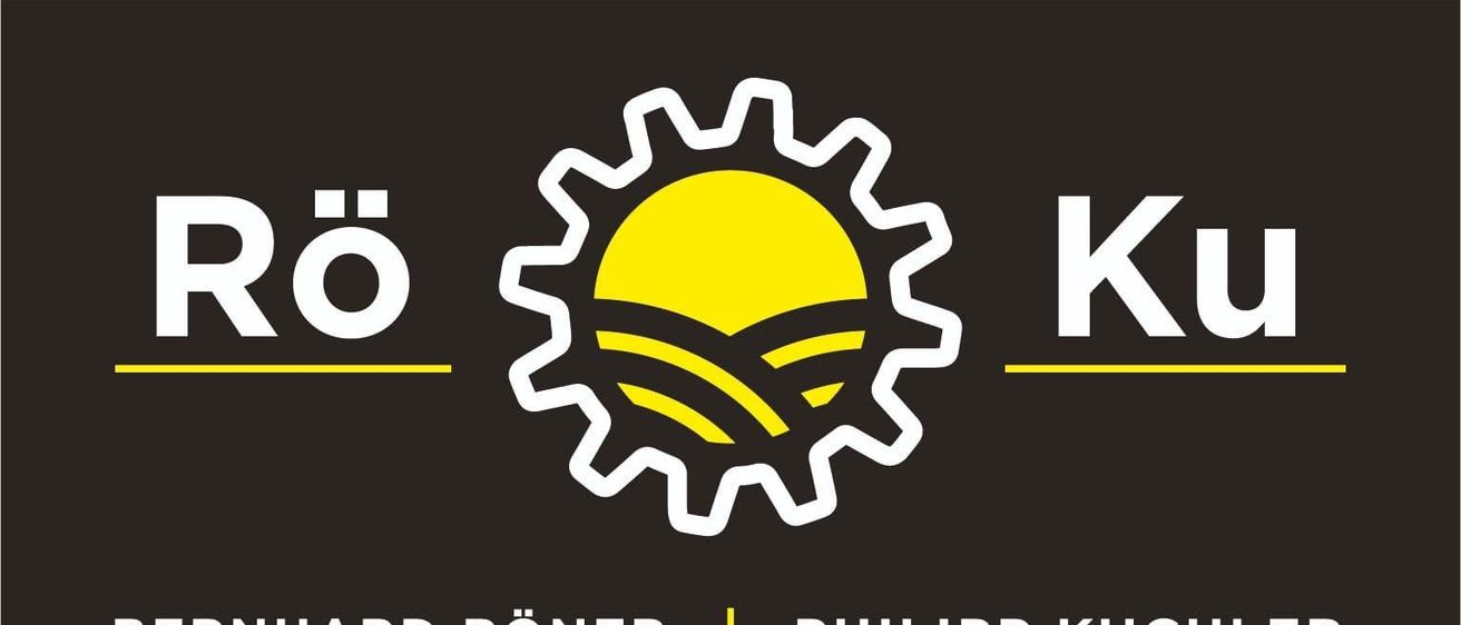 Ein schwarzer Hintergrund mit einem weißen Zahnradlogo, das eine Sonne und eine Landschaft zeigt. Unter dem Logo steht der Text 'ARD RÖNER 188 23 23' und 'PHILIPP KU 0660 / 44'.