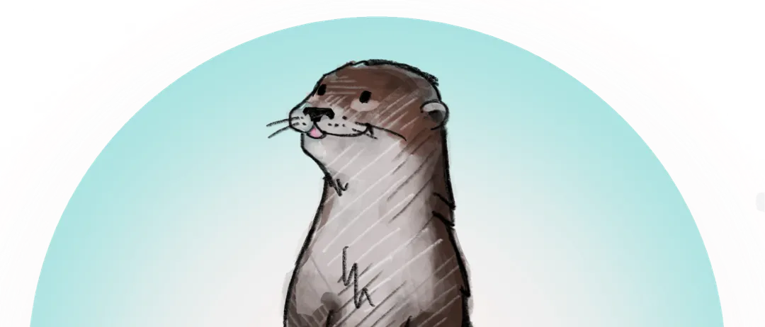 Eine Illustration eines Otters, der auf seinen Hinterbeinen steht und neugierig dreinblickt.
