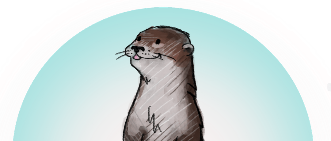 Eine Illustration eines Otters, der auf seinen Hinterbeinen steht und neugierig dreinblickt.