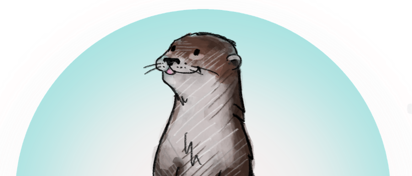 Eine Illustration eines Otters, der auf seinen Hinterbeinen steht und neugierig dreinblickt.