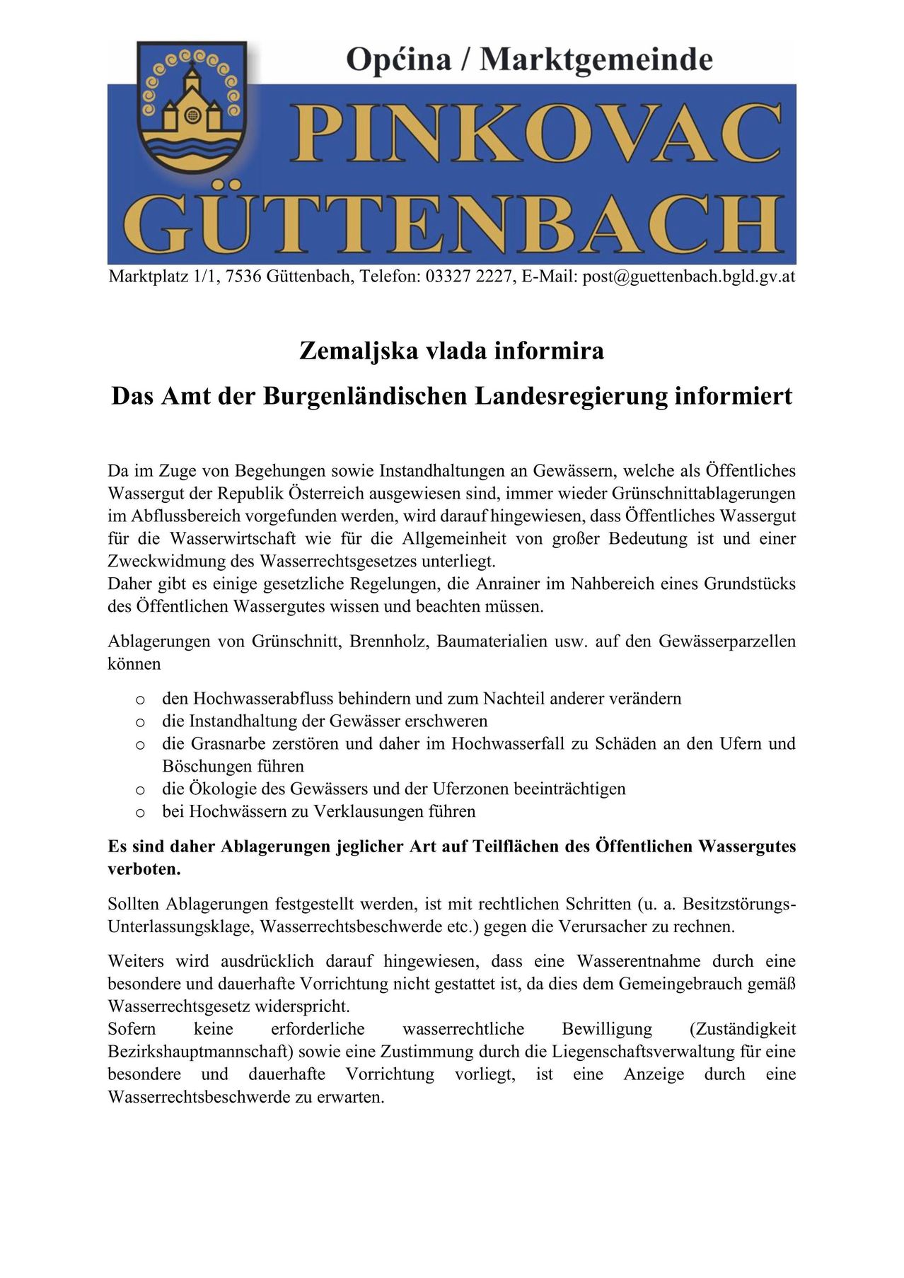 Das Amt der burgenländischen Landesregierung informiert über die Bedeutung öffentlicher Wasserversorgung und die Einschränkungen bei der Wassernutzung während Treffen und Versammlungen in der Nähe öffentlicher Wasserquellen. Es hebt die rechtlichen Konsequenzen bei unbefugter Wasserentnahme und die Notwendigkeit von Genehmigungen und Vereinbarungen für die Wassernutzung hervor.