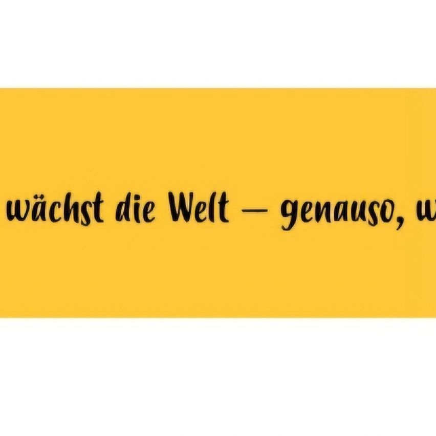 Auf einem gelben Hintergrund steht ein schwarzer Zitat: Die Welt ist genau so, wie sie uns erscheint.