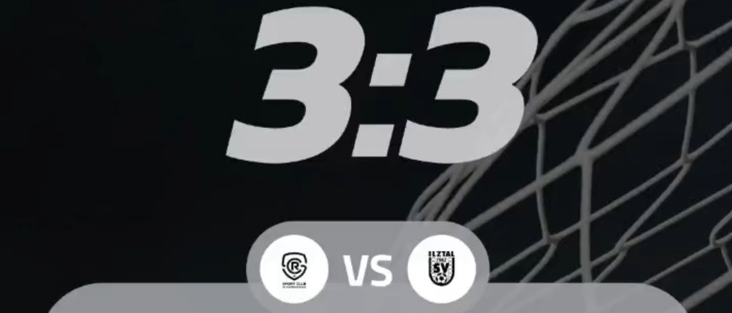 Ein Screenshot eines Sportergebnisses mit schwarzem Hintergrund und weißer Schrift. Es zeigt das Spiel zwischen zwei Teams, wobei Rathfux bei 13' führt, gefolgt von Harrer bei 23' und 67', dann Lager bei 71' und schließlich Loder-Taucher bei 74'.
