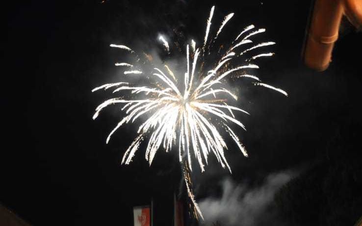 Fireworks, Adult, Female, Person, Woman, Male, Man, Night, Urban, Head