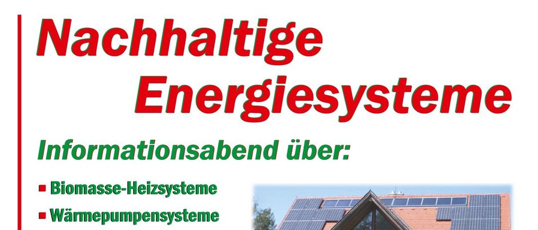 Plakat über eine Veranstaltung im Veranstaltungszentrum Pinggau am 24. November 2025, um 19:00 Uhr. Themen sind Biomasse-Heizsysteme, Wärmepumpensysteme, Solarthermieanlagen, Photovoltaikanlagen, Stromspeichersysteme, Gebäudesanierung und Fördermöglichkeiten. Veranstalter: Regionalenergie Steiermark. Unterstützt von: Marktgemeinde und Gemeinde.