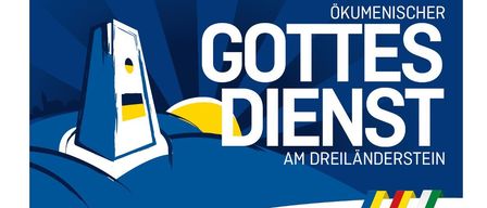 Plakat für einen Gottesdienst am Dreiländerstein am Sonntag, den 13. September 2026 um 10:00 Uhr, mit Pfarrer Mag. Tanja Sielemann, Pfarrer Mag. Tamas Egri und Pfarrer Mag. Christoph Grabner.