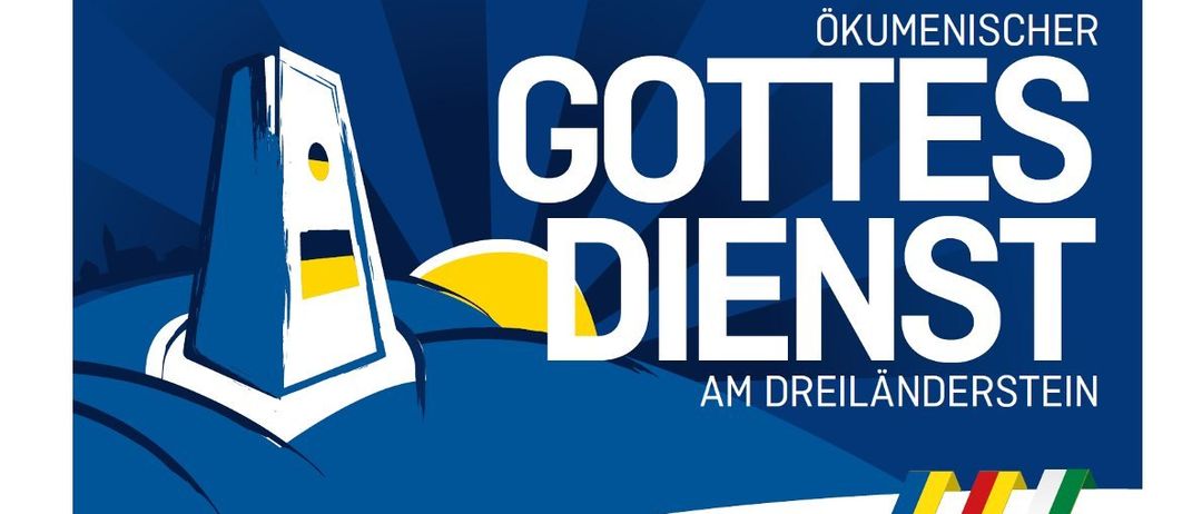Plakat für einen Gottesdienst am Dreiländerstein am Sonntag, den 13. September 2026 um 10:00 Uhr, mit Pfarrer Mag. Tanja Sielemann, Pfarrer Mag. Tamas Egri und Pfarrer Mag. Christoph Grabner.