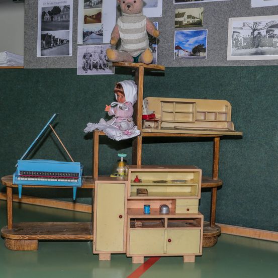 Plywood, Wood, Floor, Flooring, Shelf, Hardwood, Desk, Furniture, Doll, Person