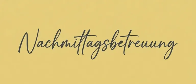 Das Wort Schnittagsbetreue ist in kursiver schwarzer Tinte auf gelbem Hintergrund geschrieben. Der Text scheint handgeschrieben zu sein.