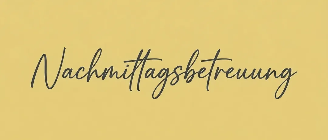 Das Wort Schnittagsbetreue ist in kursiver schwarzer Tinte auf gelbem Hintergrund geschrieben. Der Text scheint handgeschrieben zu sein.