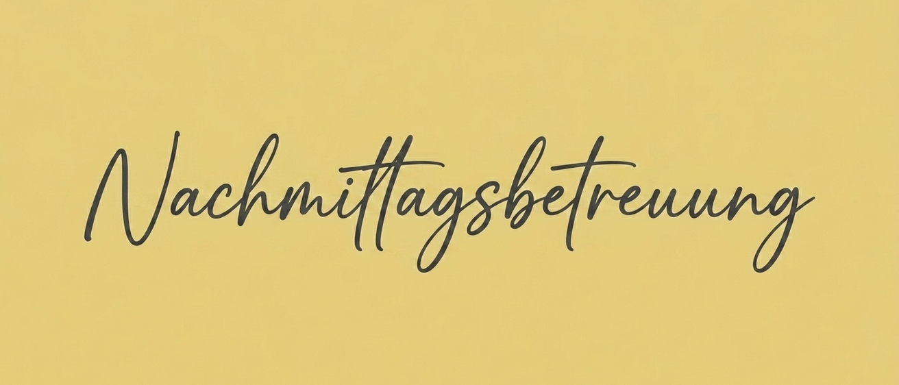 Das Wort Schnittagsbetreue ist in kursiver schwarzer Tinte auf gelbem Hintergrund geschrieben. Der Text scheint handgeschrieben zu sein.