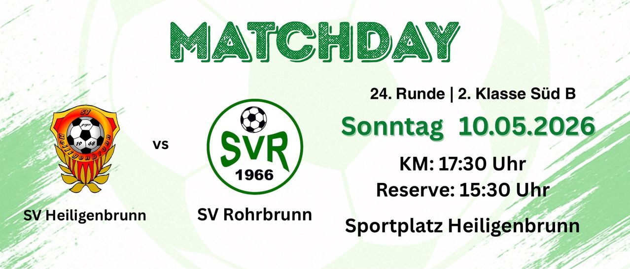 Plakat für Spieltag 24 mit SVR 1966, KM: 1, Reserve, SV Rohrbrunn und Sportplatz. Geplant für Sonntag.