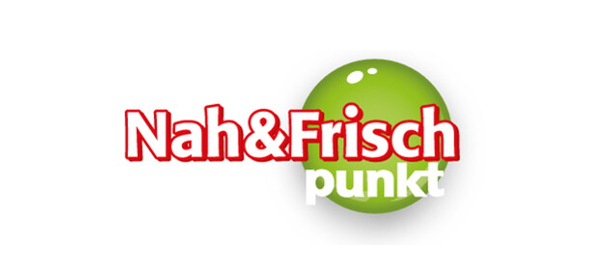Das Logo einer Firma namens 'Nah&Frisch punkt' zeigt ein grünes Ei mit einem weißen Punkt auf weißem Hintergrund.