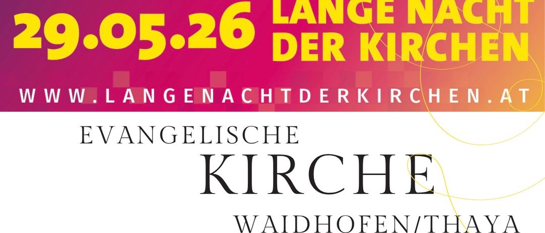 Plakat für die Anglikanische Kirche in Waidhofen, zeigt eine Länge von 5,26, wahrscheinlich eine Entfernung, mit dem Namen und Standort der Kirche.