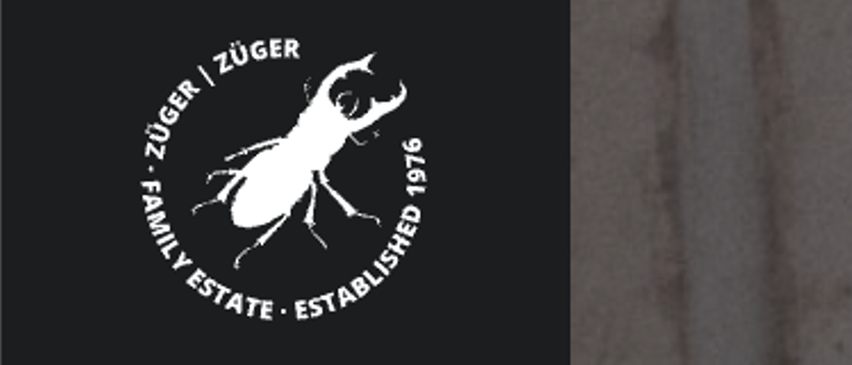 Das Züger Family Estate Logo von 1976 zeigt einen Käfer mit dem Text 'Züger Family Estate Established 1976'.