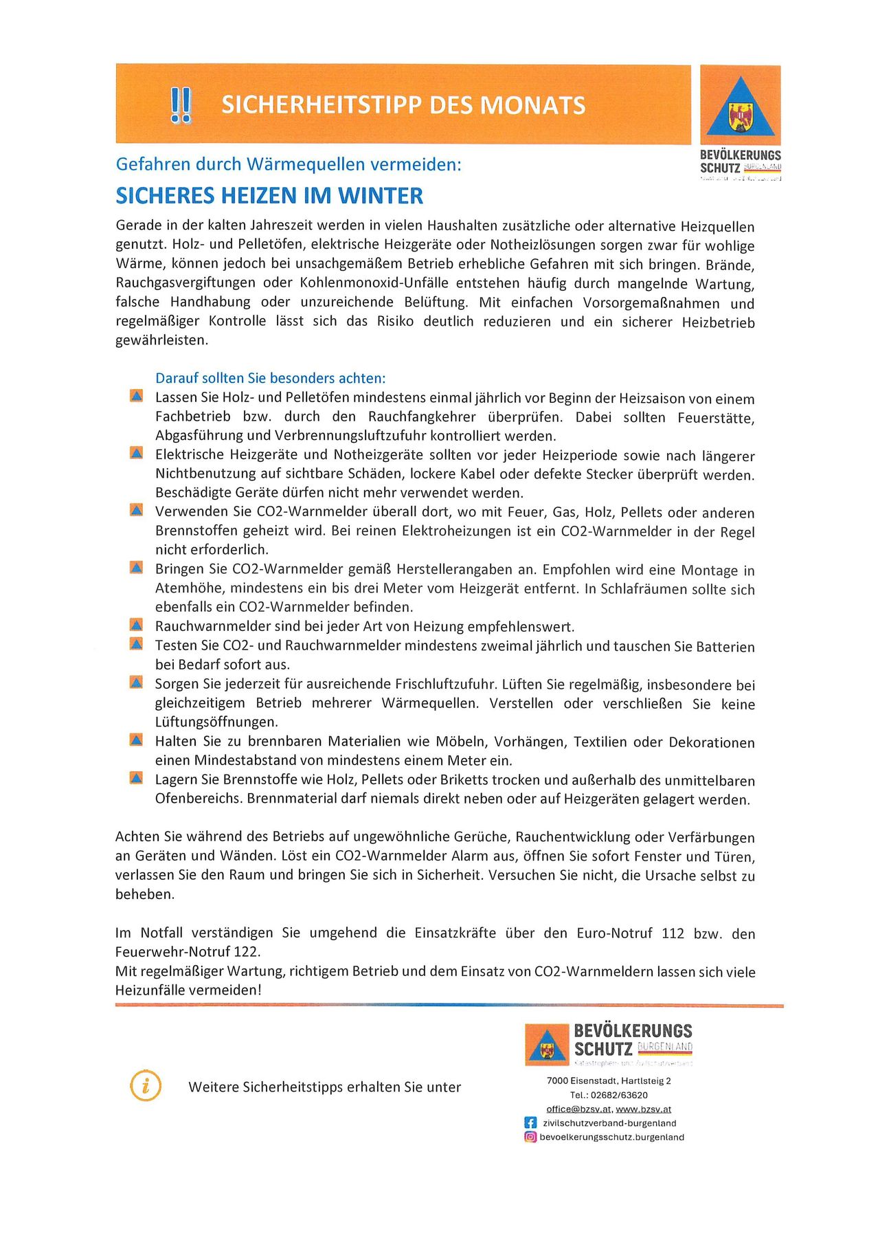 In der kalten Jahreszeit verwenden viele Haushalte zusätzliche oder alternative Heizquellen, die bei unsachgemäßer Wartung erhebliche Gefahren mit sich bringen können. Brände, Rauchgasvergiftungen oder Kohlenmonoxid-Unfälle entstehen häufig durch mangelnde Wartung, falsche Handhabung oder unzureichende Belüftung. Mit einfachen Vorsorgemaßnahmen und regelmäßiger Kontrolle lässt sich das Risiko deutlich reduzieren und ein sicherer Heizungsbetrieb gewährleisten.