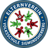Das Logo des Eltervereins Volkschule Sigmundsberg zeigt ein kreisförmiges Design mit verschiedenen bunten Figuren um einen Fußball. Es enthält den Text 'Elterverein' oben und 'Sigmundsberg' unten.