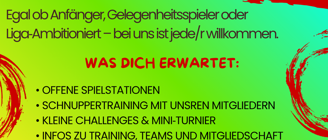 Werbeposter für einen Dartverein mit Dartscheibe und Feuer. Treten Sie dem Dartverein am 16. Mai um 11:11 Uhr bei. Anfänger, Freizeitspieler oder Ligaspieler sind willkommen. Erwarten Sie offene Stationen, Training, Mini-Herausforderungen, Infos zu Training, Teams und Mitgliedschaft sowie Erfrischungen. Bringen Sie Freunde mit und werfen Sie ein paar Pfeile.