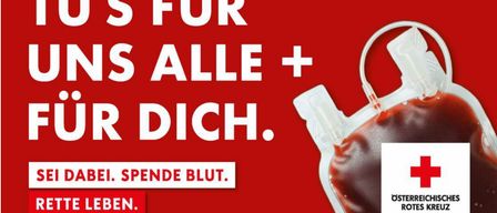 Plakat für Blutspende-Veranstaltung am 9. Februar 2026, von 15:30 bis 20:00 im Veranstaltungszentrum Möllbrücke. Rotes Kreuz Logo und Text in Deutsch.