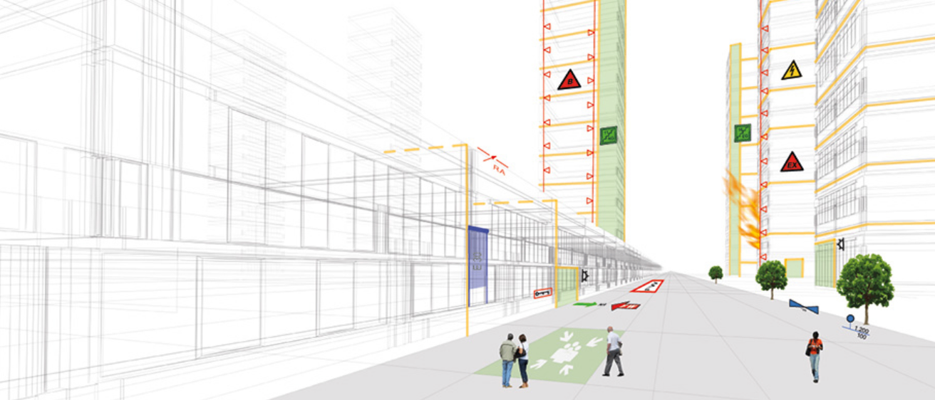Bild enthält, CAD Diagram, Diagram, City, Road, Street, Urban, Person, Architecture, Building, Art