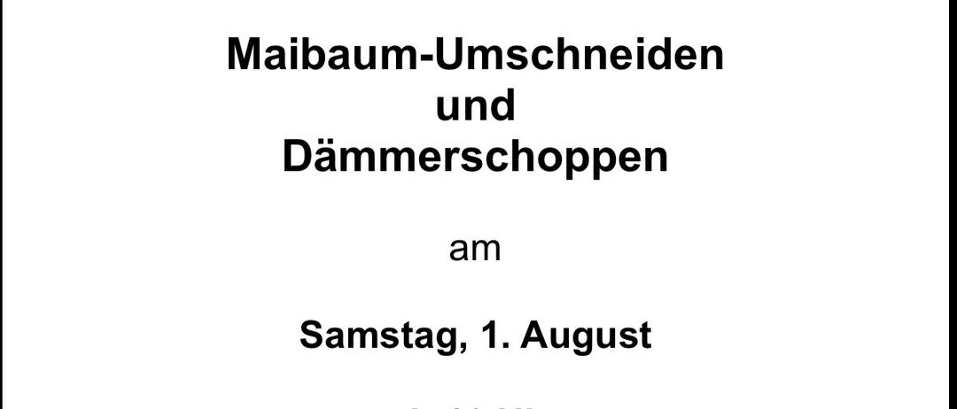 Eine Einladung der Freiwilligen Feuerwehr Moschendorf für ein Baumschnitt- und Dämmerungschoppen-Event am Samstag, 1. August, ab 16 Uhr im Feuerwehrhaus Moschendorf. Essen und Getränke sind vorhanden.