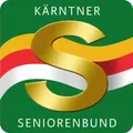 Das Logo für Karntner Seniorenbund, mit einem goldenen Buchstaben S auf einem grünen Hintergrund mit einem bunten Streifenmuster.