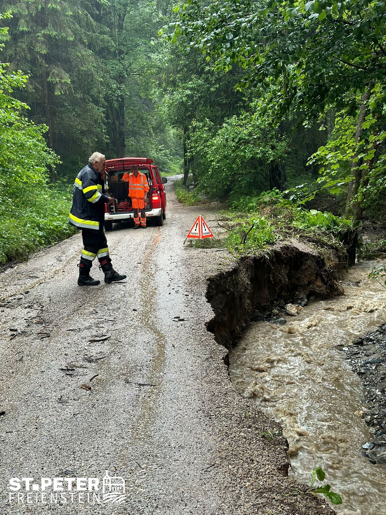 Bild enthält, Tree, Road, Adult, Male, Man, Person, Worker, Hardhat, Car, Path