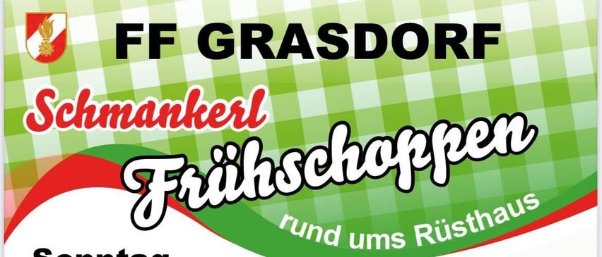 Ein Plakat für die Fruheschopppen-Veranstaltung am 6. Juli, mit verschiedenen Speisen, Spielen und einem von Rappold unterstützten Musikprogramm. Die Veranstaltung beginnt um 9 Uhr.