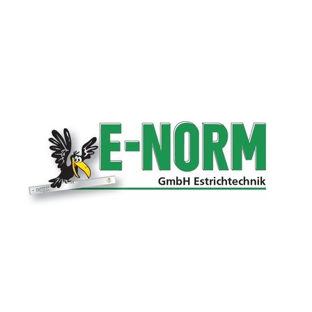 Das Logo der E-NORM GmbH zeigt einen stilisierten schwarzen Vogel auf einem Nivellierwerkzeug mit dem Text 'E-NORM GmbH Elektrotechnik'.