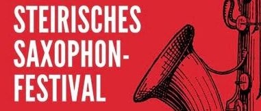 Das Plakat kündigt das Dritte Steirische Saxophon-Festival an, das ein Workshop mit Univ.Prof. Mag.art. Gerald Preinfalk beinhaltet. Die Veranstaltung umfasst ein Konzert des Saxophonorchesters mit Musik von Komponisten wie Monteverdi, Rocky und Queen. Der Konzerttermin ist der 14. März 2026 um 18:00 Uhr in der Steinhalle von Laanach. Anmeldeinformationen und Kontaktdaten sind angegeben.