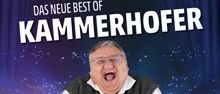 Ein Poster für das neue Best of Kammerhofer. Das Poster zeigt einen Mann in einer bunten Weste, der mit offenem Mund schreit, und hat einen lila Hintergrund.