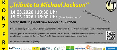 Concert for Michael Jackson on May 6, 19:30 and 16:00, family concert. Tickets available.