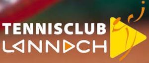 Das Logo für Tennisclub Landch ist auf einem roten Hintergrund mit einem gelben Dreieck dargestellt.