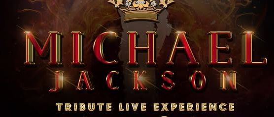 Michael Jackson Tribut Live-Erlebnis-Logo mit einer Silhouette einer Person mit Krone, Feuer- und Raucheffekten. Von Sasha Pagana seit 1987.