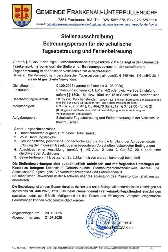 Stellenausschreibung