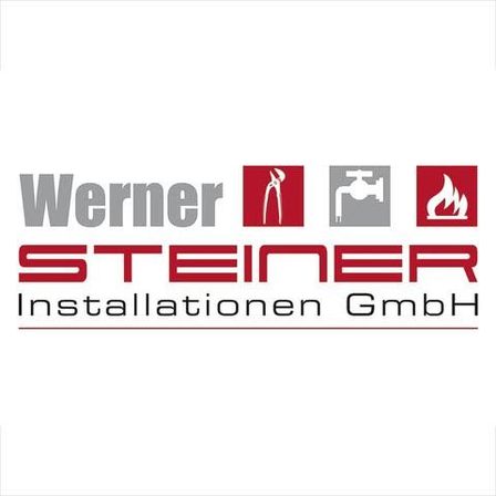 Das Logo von Werner Steiner Installationen GmbH zeigt den Firmennamen, eine Schraubenschlüssel, einen Wasserhahn und ein Flammensymbol.