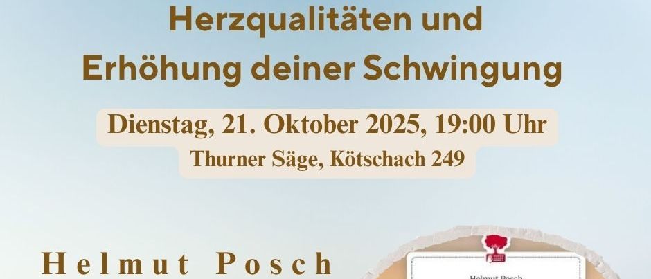 Werbeplakat für die Buchveröffentlichung von Helmut Posch am 21. Oktober 2025. Veranstaltungsort ist Thurner Sage, Kotschach 249. Helmut Posch ist der Autor des Buches.