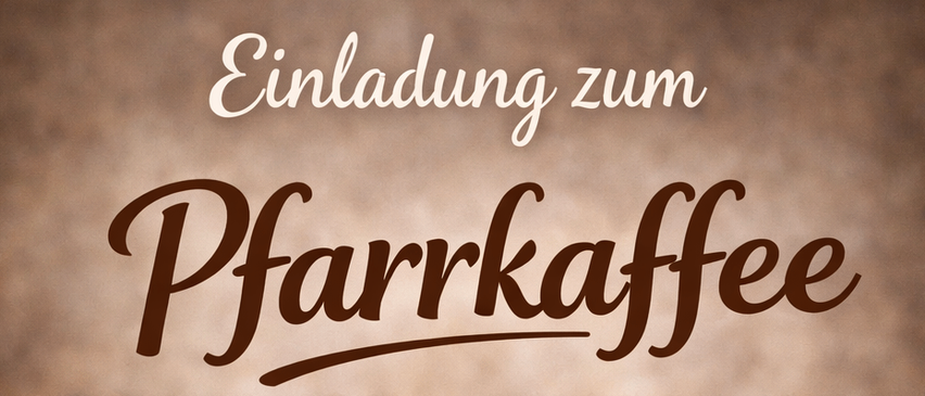 Kaffeeservice in Aderklaa am Sonntag, 2. März, ab 08:45 im Gemeindezentrum. Kaffeetasse, Croissant, Kerze und Blumen auf einem Holztisch.