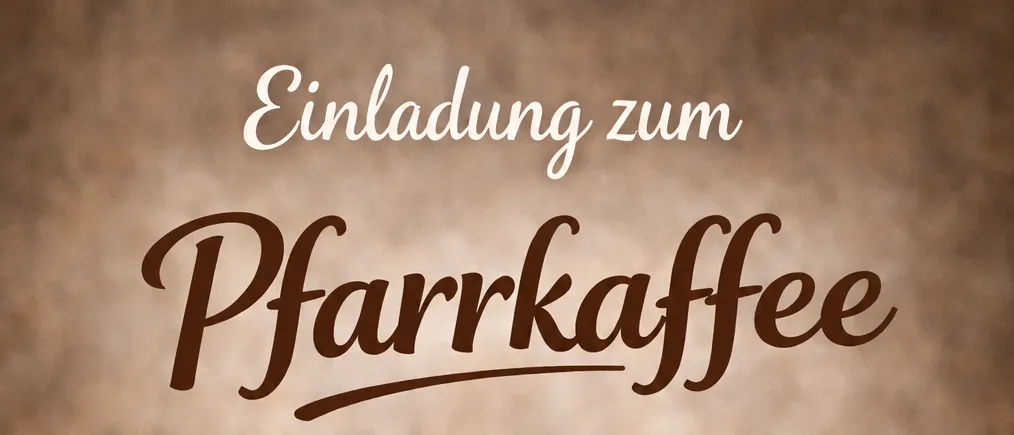 Kaffee-Event im Gemeindezentrum Aderklaa am Sonntag, 17. Mai, um 08:45 Uhr. Eine Tasse Kaffee und ein Croissant auf dem Tisch.