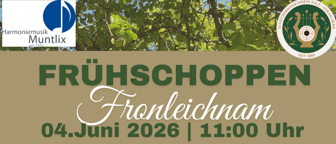 Gottesdienst um 10:00 Uhr in der Pfarrkirche Muntlix, anschließend Prozession nach Sulz. Musikalische Unterhaltung mit der Harmoniemusik Muntlix. Bewirtung durch den SMV Sulz.