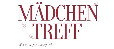 Das Bild zeigt das Logo für 'Madche Treff', in Dunkelrot auf weißem Hintergrund. Darunter steht die Phrase 'me for myself' in kursiver Schrift, was einen persönlichen oder intimen Kontext andeutet.
