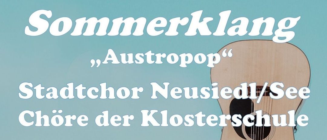 Ein Plakat bewirbt eine 'Astropop'-Veranstaltung am 28. Juni 2026 um 17 Uhr. Ein Mann mit einer Gitarre über dem Kopf hält die Gitarre. Spezieller Gast: Hocky!