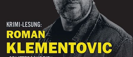 Plakat für das Fine Crime Festival mit Roman Klementov, präsentiert von Christina Buchladen und Haas. Datum: 14.06.2026. Zeit: 18:00. Ort: Obstbau Haas, Poppendorf. Kartenvorverkauf: 10 €. Abendkarte: 15 €.