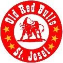 Das Bild zeigt das Logo für Old Red Bulls St. Josel. Es enthält einen roten Stier mit Hörnern, umgeben vom Text 'Old Red Bulls St. Josel'. Der Hintergrund ist rot mit gelben Sternen.