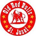 Das Bild zeigt das Logo für Old Red Bulls St. Josel. Es enthält einen roten Stier mit Hörnern, umgeben vom Text 'Old Red Bulls St. Josel'. Der Hintergrund ist rot mit gelben Sternen.
