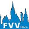 Die blaue Silhouette einer Burg mit drei Türmen, beschriftet mit 'FVV Horn'. Die Türme haben spitze Spitzen und die Burg ist auf weißem Hintergrund.