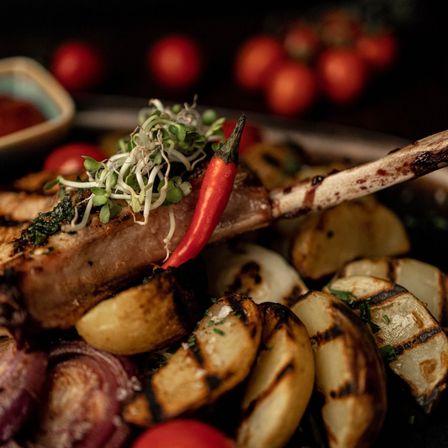 Bild enthält, Food, Food Presentation, Meat, Mutton, Ketchup, Animal, Mammal, Rat, Rodent, Pork