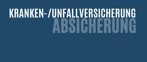 Blauer Hintergrund mit weißem Text, der 'RANKEN-UNFALLVERSICHERUNG ABSICHERUNG' in Fettschrift liest.