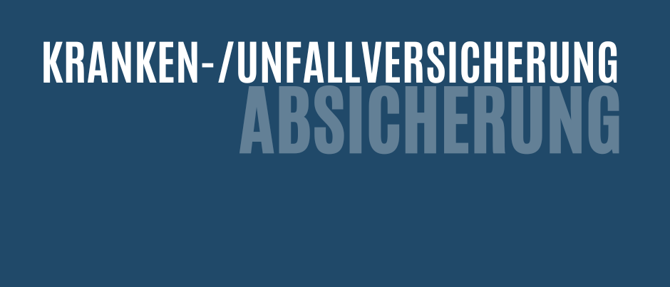 Blauer Hintergrund mit weißem Text, der 'RANKEN-UNFALLVERSICHERUNG ABSICHERUNG' in Fettschrift liest.