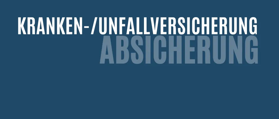 Blauer Hintergrund mit weißem Text, der 'RANKEN-UNFALLVERSICHERUNG ABSICHERUNG' in Fettschrift liest.
